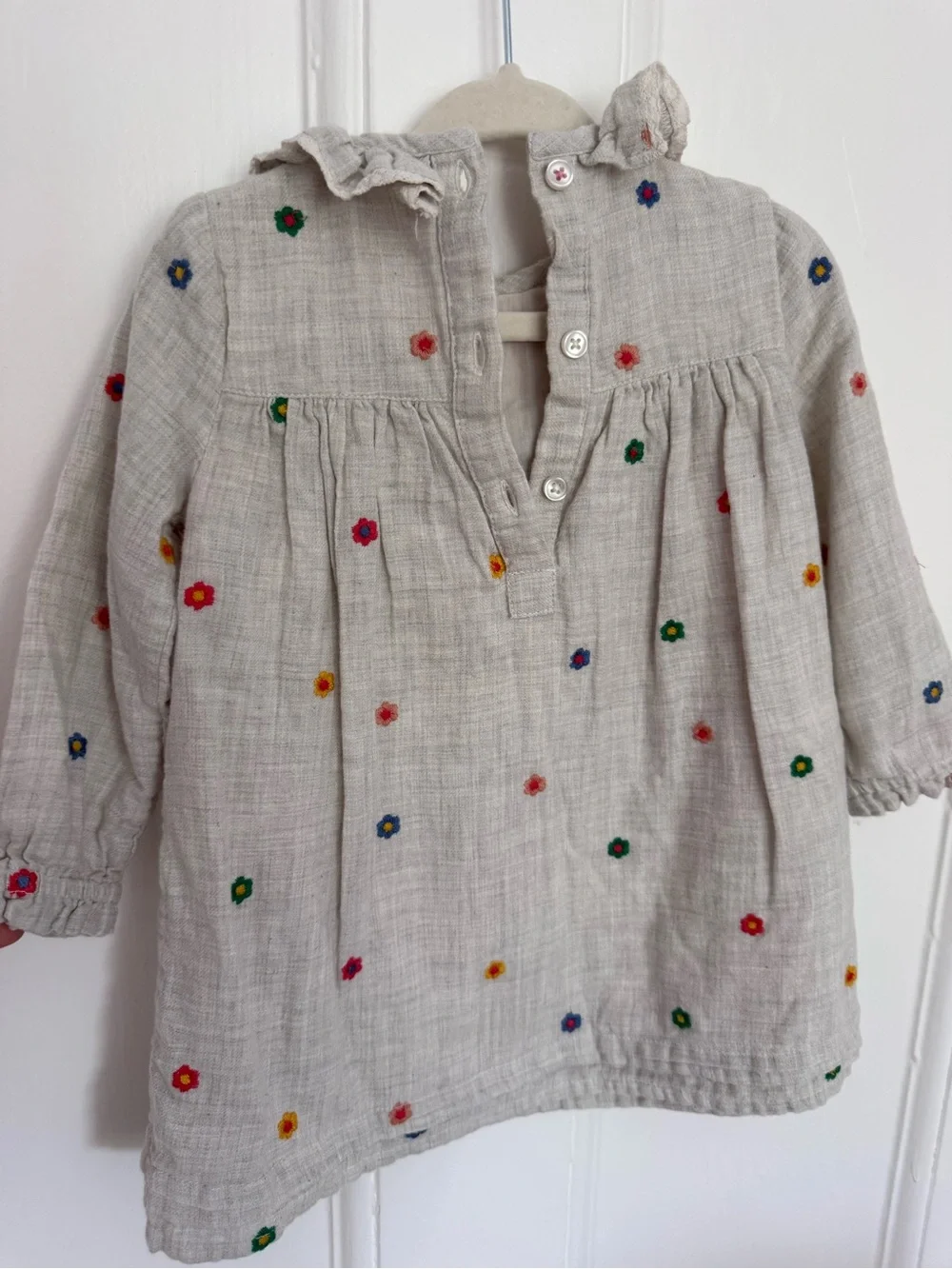 Baby Boden light gray dress with polka dots